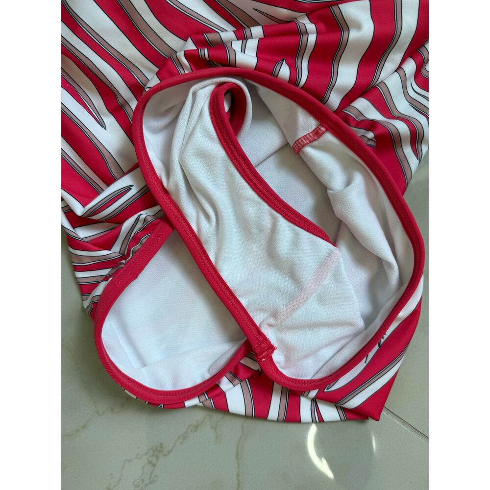 MICHAEL KORS bandeau one piece orange black white zebra print strapless swimsuit - Picture 7 of 9